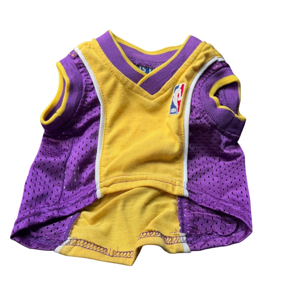Pets First Lakers Jersey Dog Shirt Small Yellow Purple Excellent NBA Basketball